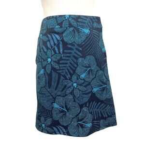NWT Maui Moonlight Navy Blue Hibiscus Print RIP SKIRT